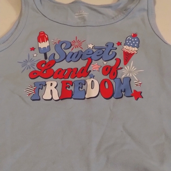 Celebrate Patriotic Sweet Land Of Freedom sleeveless Tank Top Cute Girl S (6-6X) - Picture 8 of 8